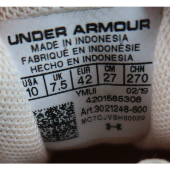 Under Armour Shoes Womens 10 Athletic Trainers UA Surge SE Running Sports Peach - Picture 11 of 13